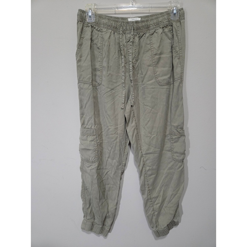 C&C California Womens Cargo Jogger Pants Green Lyocell Elastic Waist Size L